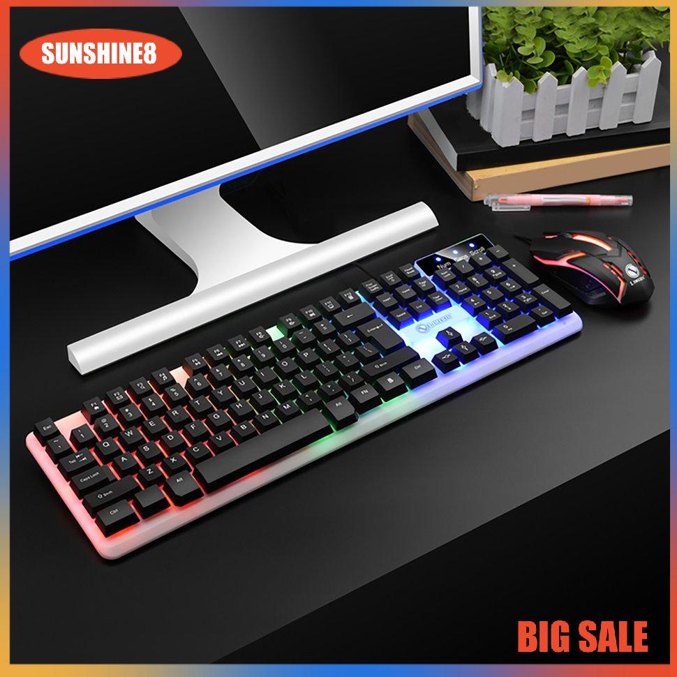 【SUN】Keyboard Mouse Kit GTX350 USB Gaming PC Rainbow LED Computer Accessory