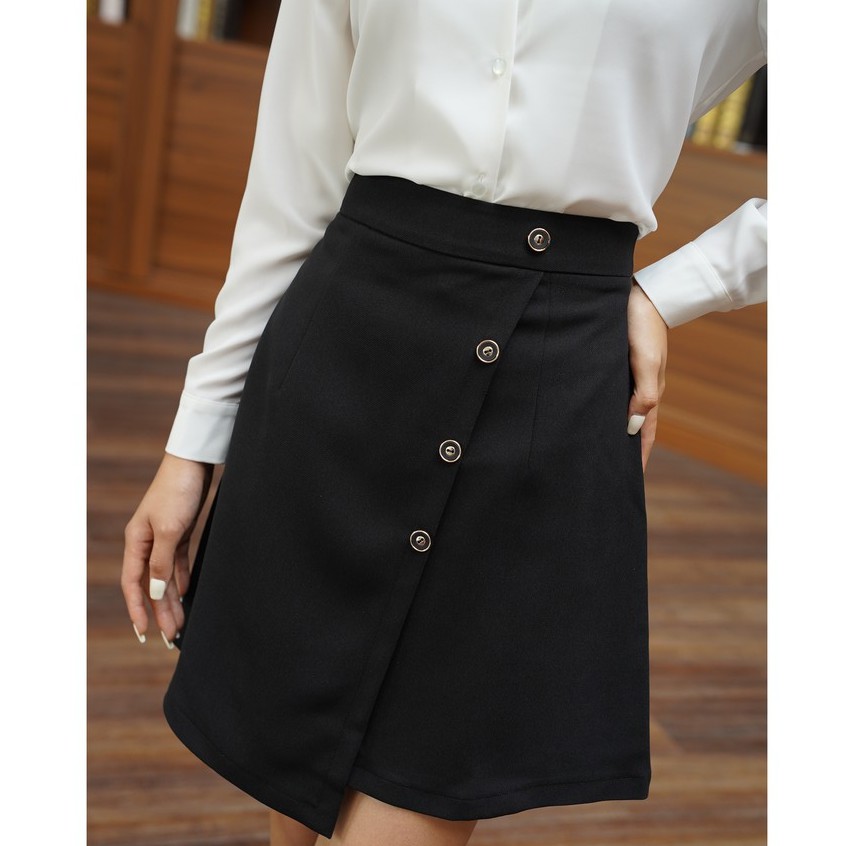 Chân váy chữ A đắp tà chéo phối khuy cv1002 - Evanus | BigBuy360 - bigbuy360.vn