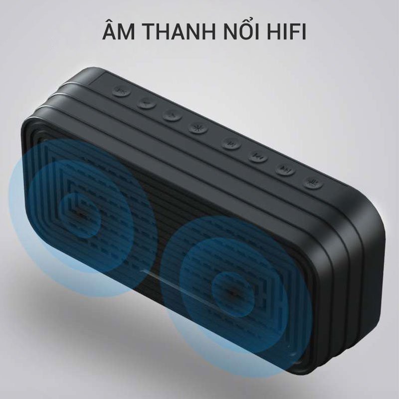 [HÀNG CÓ SẴN] Loa Bluetooth Kiêm Đồng Hồ Đài FM Mặt Tráng Gương Hiển Thị Đèn LED Kiểu Dáng 2021