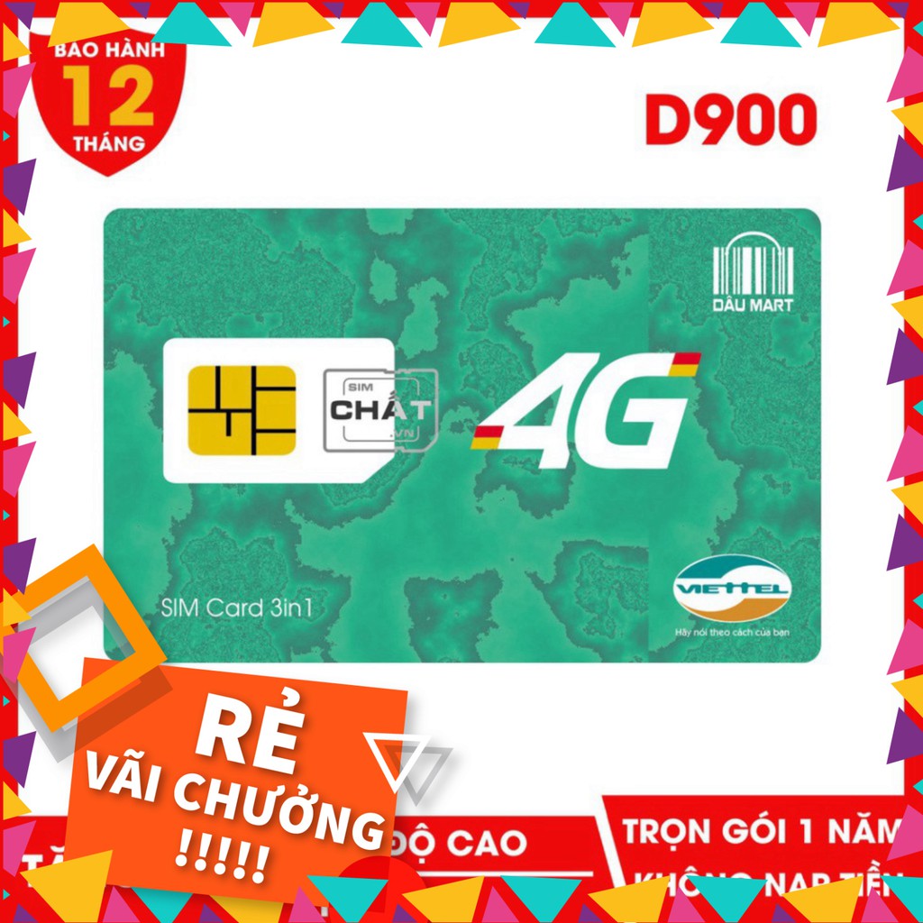 RẺ VÃI CHƯỞNG SIM 4G VIETTEL D900 DÙNG DATA TRỌN GÓI 1 NĂM TẶNG 7GB/THÁNG x 12 THÁNG RẺ VÃI CHƯỞNG