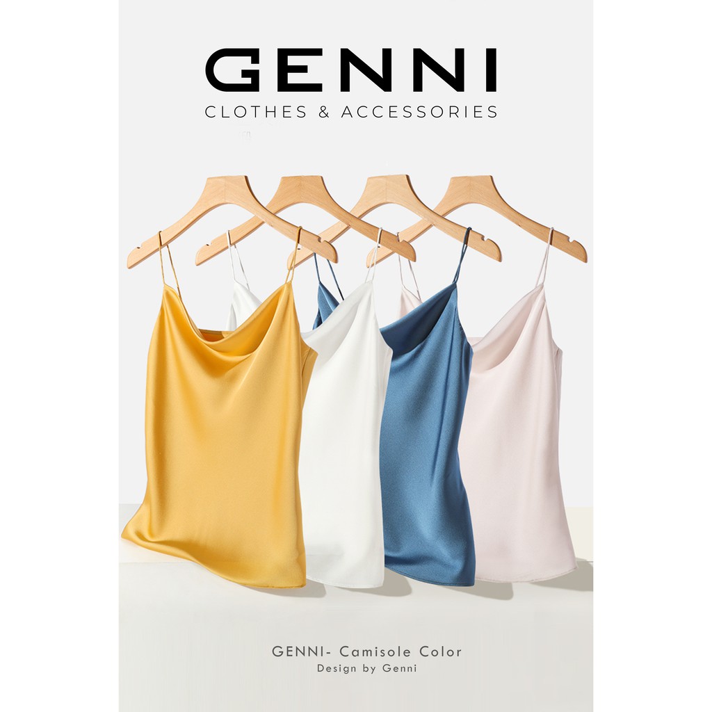 [Mã FAMALLT5 giảm 15% đơn 150k] Áo lụa cổ đổ hai dây GA015 - Genni