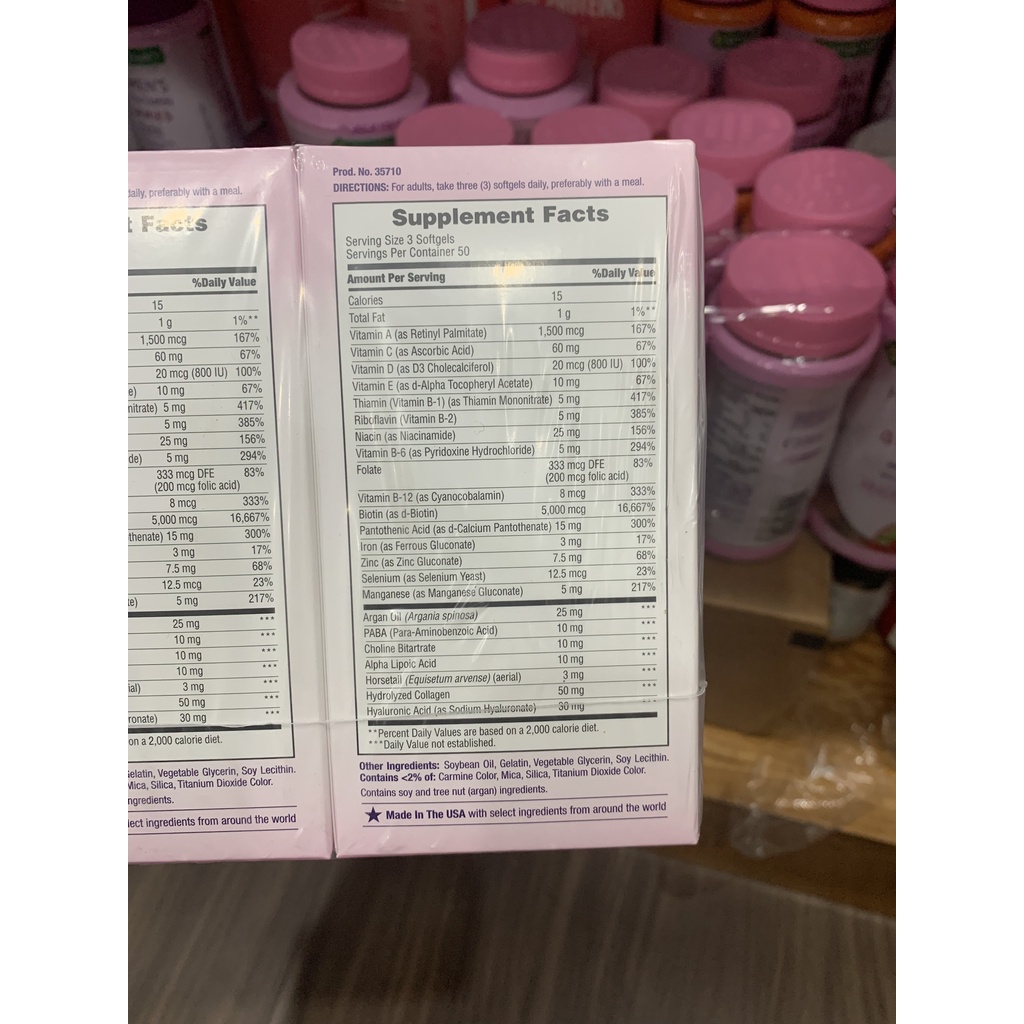Viên Uống Đẹp Da Tóc Móng - Nature's Bounty OS - Hair Skin Nails 5000mg of Biotin - 150 viên