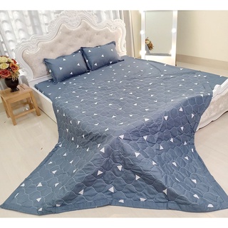Mẫu Mới - Bộ 5 Món Chăn Ga Vỏ Gối Thu Hè Tam Giác Ghi (1 Chăn Chần Bông + 1 Ga + 1 Vỏ Gối Ôm + 2 Vỏ Gối Nằm)