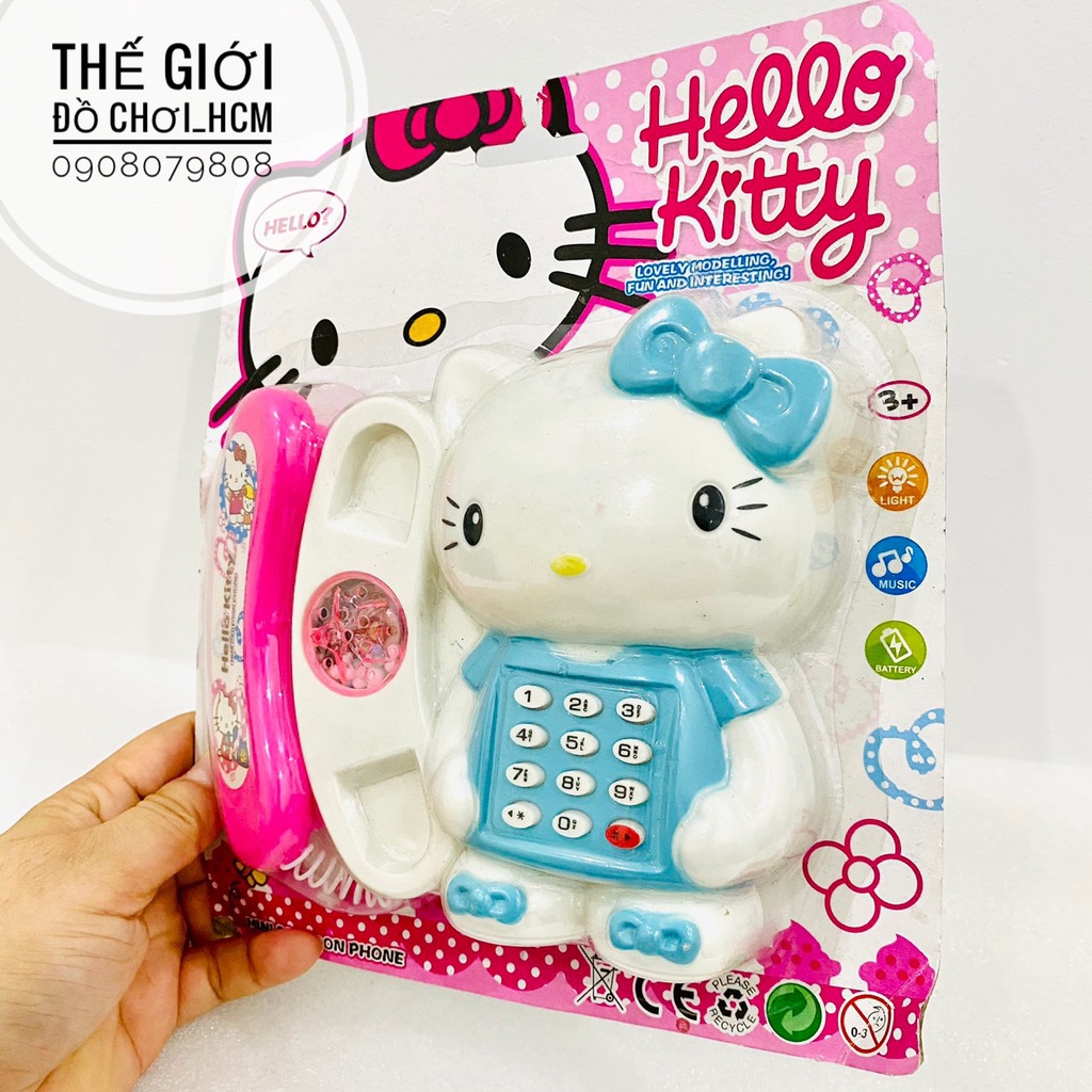 [TRỢ GIÁ-CÓ ĐÈN NHẠC] Đồ chơi điện thoại bàn hình mèo Đôrêmon/ Hello kitty rất dễ thương dành cho bé .