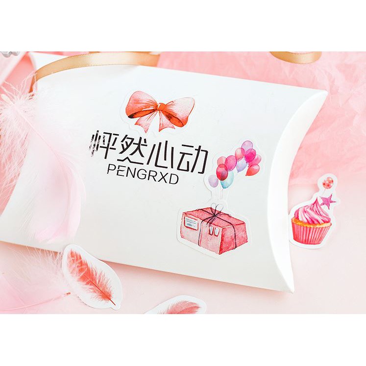 Bộ 46 Sticker Hàn Quốc Màu Hồng dán trang trí E13