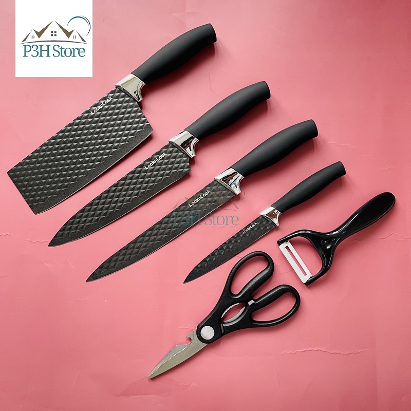 Bộ dao chống dính LocknLock bằng thép không gỉ CKK103S6 CKK103S4 P3hstore
