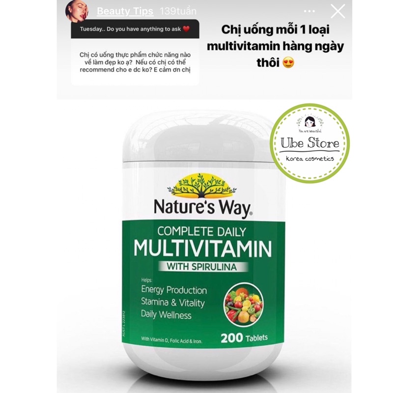 VITAMIN TỔNG HỢP NATURE'S WAY MULTIVITAMIN | Thế Giới Skin Care