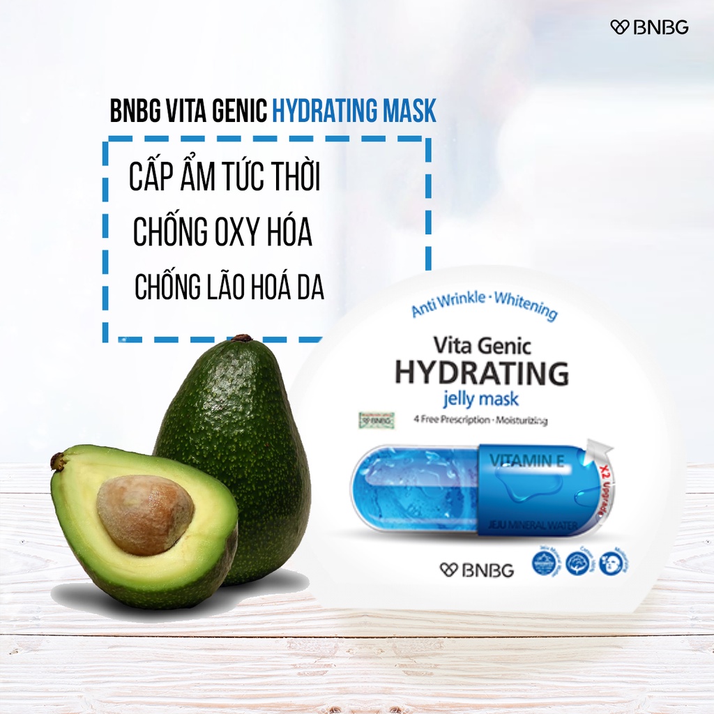 Mặt Nạ BNBG Xanh Dương [HỘP 10 MIẾNG] Vita Genic Hydrating Jelly Mask Cấp Ẩm Chống Lão Hóa 30ml [NHẬP KHẨU CHÍNH HÃNG]