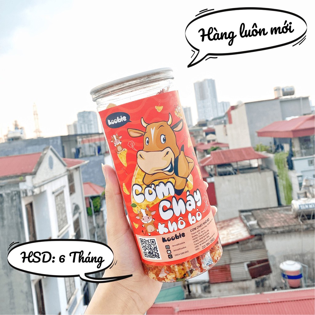 Cơm cháy lắc khô bò Koobie 300g, đồ ăn vặt ngon an toàn vệ sinh, giao hàng siêu tốc