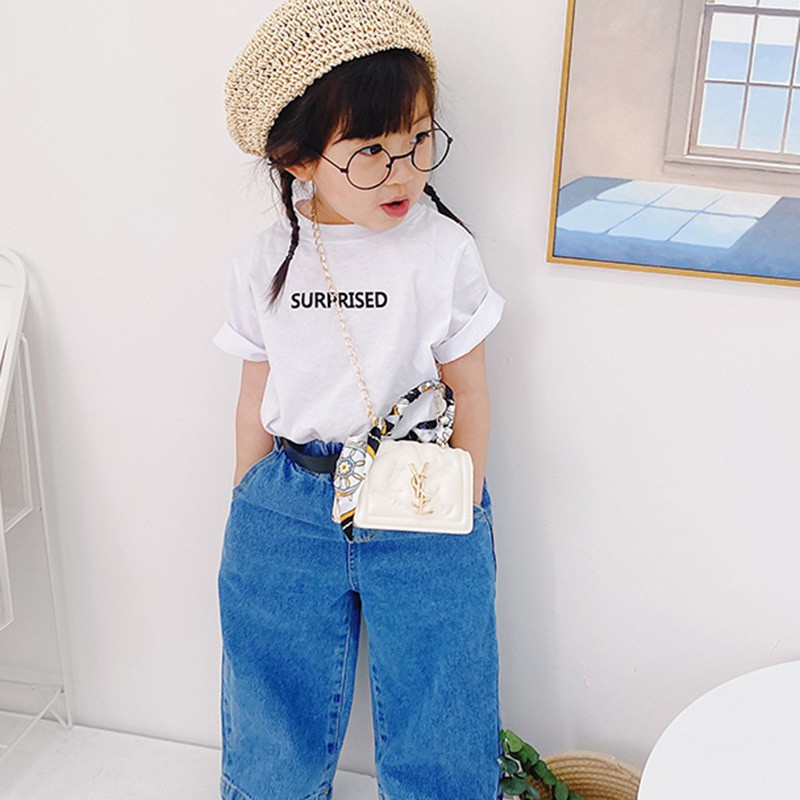 Túi Đeo Một Bên Vai Bằng Lụa Màu Cầu Vồng Phong Cách Hàn Quốc Thanh Lịch Cho Bé Gái