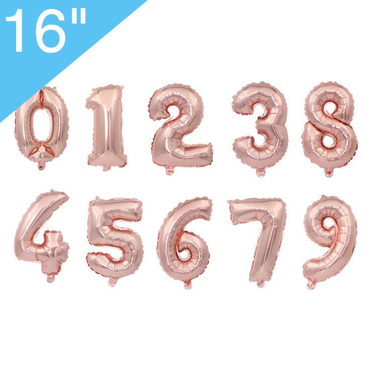 Bong Bóng Nhôm Hình Số 16 Inch Màu Vàng Hồng/Bạc Trang Trí Tiệc Cưới/Sinh Nhật