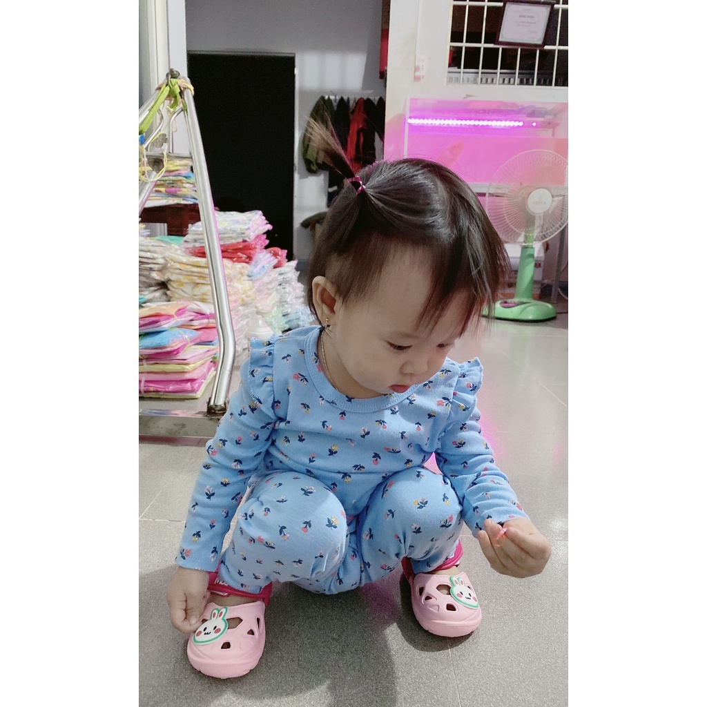 Đồ Bộ Mặc Nhà Cho Bé Gái Dài Tay Xuất Xịn Bèo Vai Nhún Điệu Đà Hoạ Tiết Siêu Đáng Yêu - HM159 Homikids