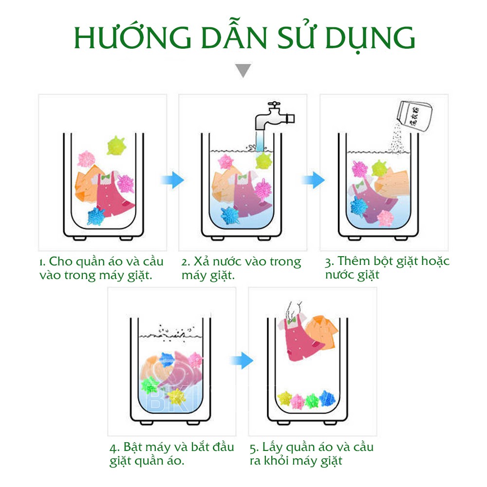 6 quả Bóng gai giặt đồ thông minh chống nhăn Bảo Vệ Quần Áo, Nhiều Màu