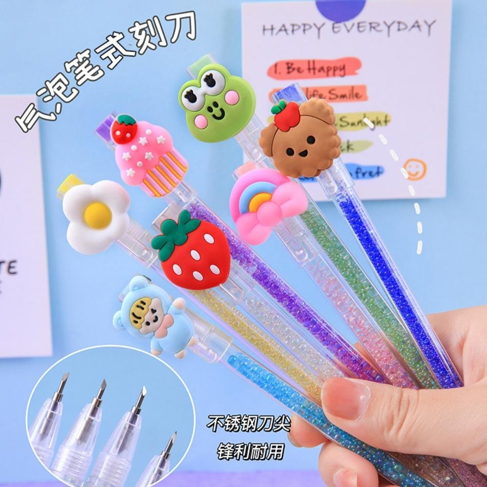 Dao cắt chạm khắc sticker dạng bút có nắp mẫu hạt lấp lánh Pison dụng cụ cắt băng keo washi nhỏ gọn