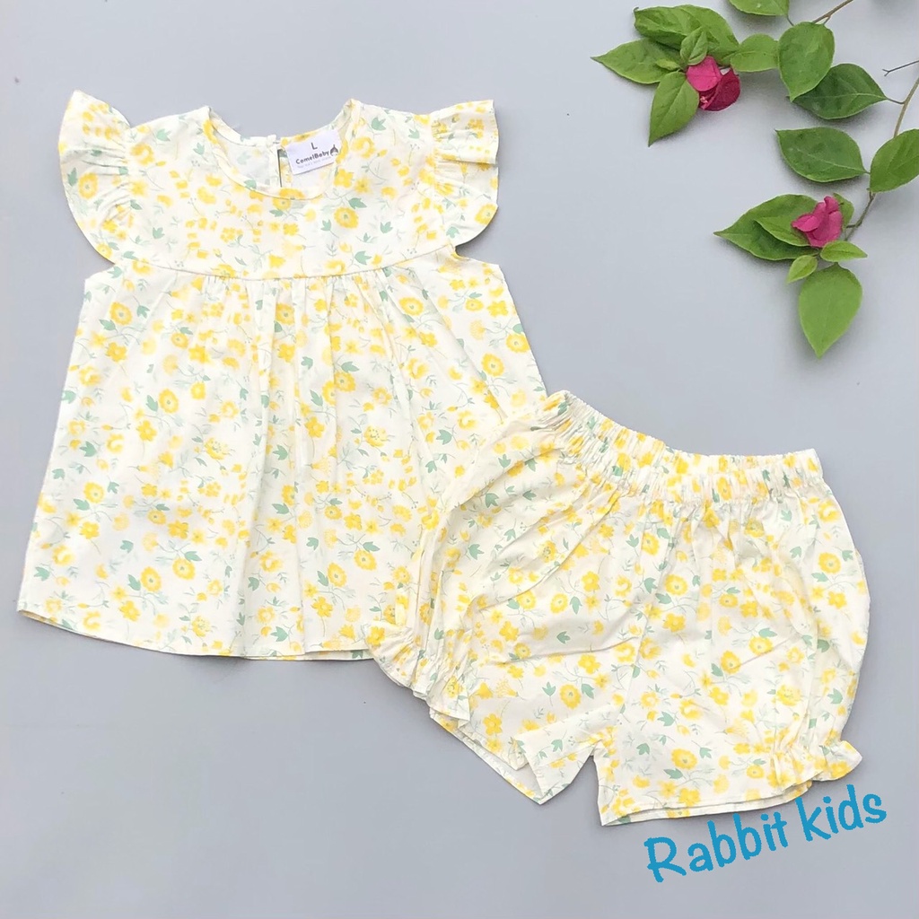 Bộ Cánh Tiên Bé Gái Hàng Thiết Kế Cao Cấp💝FREESHIP💝Rabbit Kids- Set Đồ Bộ Hè Babydoll Cho Bé 8 - 18kg Hoạ Tiết Hoa Nhí