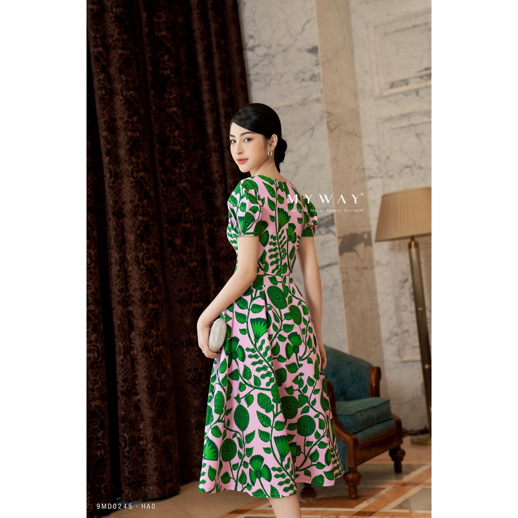 Đầm Nữ Công Sở MY WAY Dáng Xòe Họa Tiết Sang Trọng 9MD0245