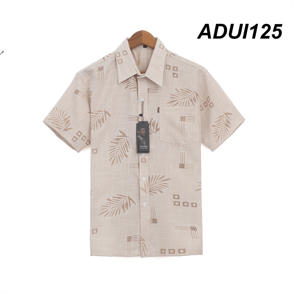 Áo sơ mi nam trung niên ngắn tay vải xô đũi chất vải mềm mát loại áo sơ mi in họa tiết đẹp ADUI12