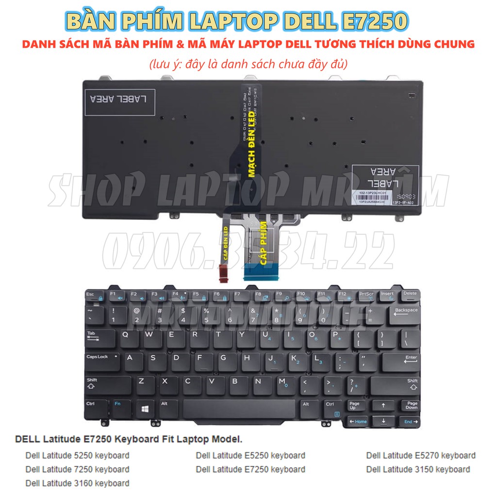 (KEYBOARD) BÀN PHÍM LAPTOP DELL LATITUDE E7250 dùng cho Latitude E7250 E7270 E5250 E5270