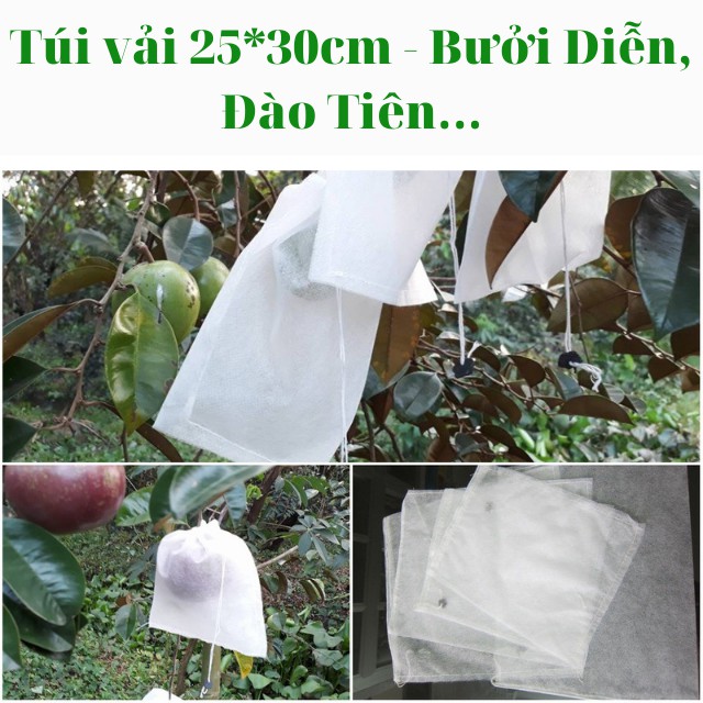 combo 10 Túi Bao Trái Cây 25*30cm, Túi Bọc Trái Na, Ổi, Mãng Cầu, Xoài... vải không dệt dập nhiệt chắc chắn, bền, dai