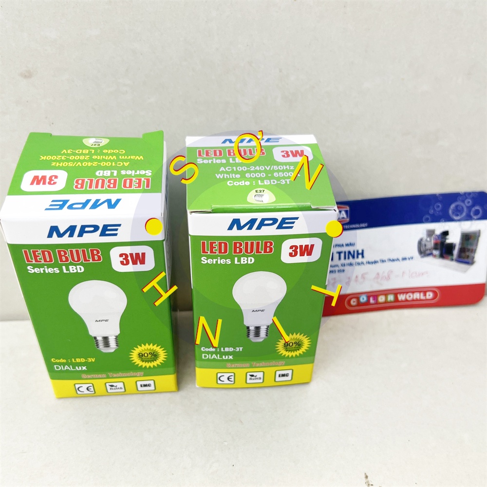 [ CHÍNH HÃNG ] Bóng đèn led bulb MPE công suất : 3W ánh sáng trắng, ánh sáng vàng
