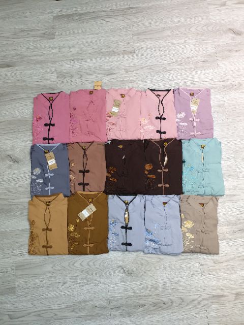 {ĐỦ MÀU}🕉️Quần áo Phật tử áo lam đi chùa Pháp Phục nữ cao cấp mẫu cổ tàu thêu sen hàng loại 1 | BigBuy360 - bigbuy360.vn