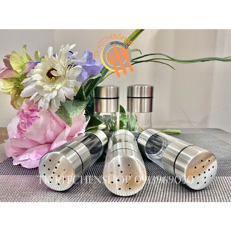 Lọ đựng tăm, tiêu, muối phong cách khách sạn 5 sao cao cấp kích thước ĐK4x10CM chất liệu inox 304 và nhựa PC cao cấp