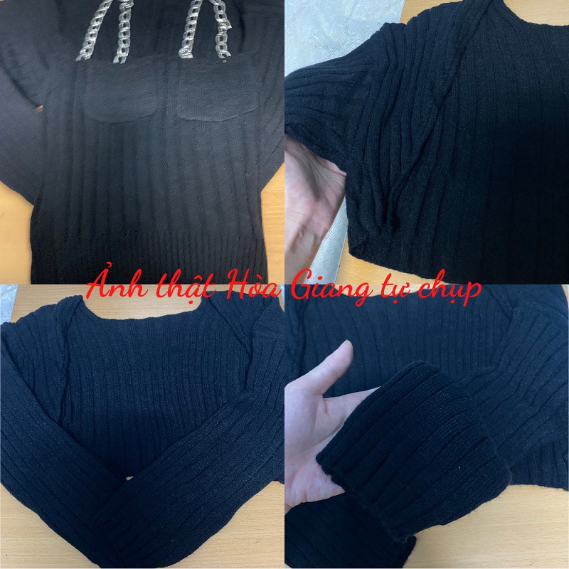 Áo len hai dây nữ, áo khoác cardigan len nữ full set có video ảnh thật