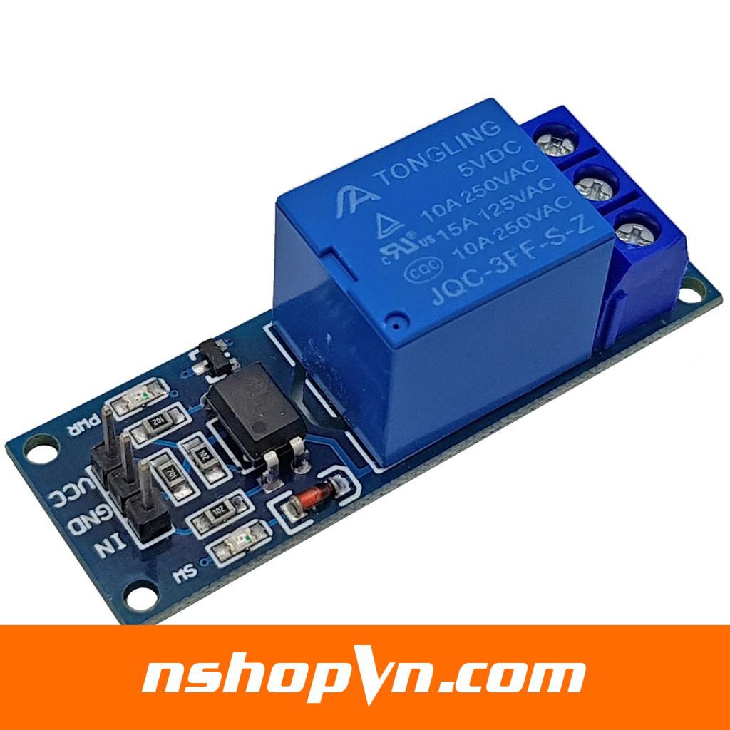 Module 1 relay với opto cách ly 5VDC kích mức thấp / kích mức cao để đóng ngắt nguồn điện công suất cao AC hoặc DC