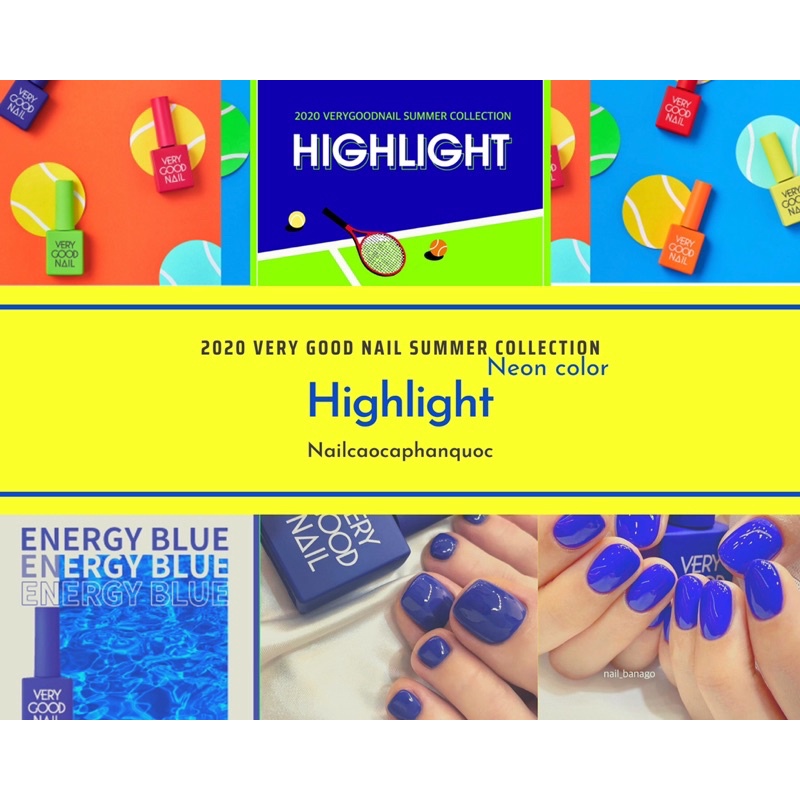 Chính hãng-Freeship Bộ sản phẩm sơn gel neon cao cấp Hàn Quốc Very Good Nail collection summer 2020 highlight (6 chai)