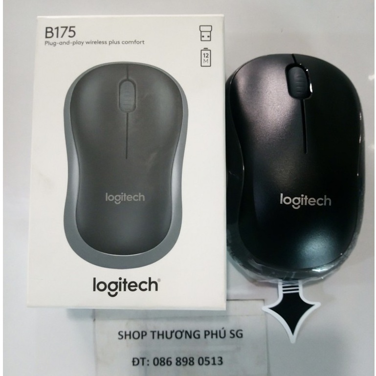 Chuột máy tính không dây Logitech Wireless Optical B175 - Màu đen