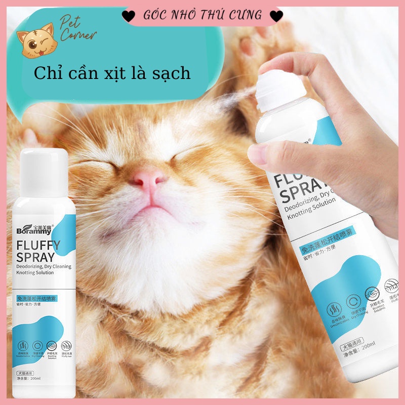 Sữa tắm khô cho chó mèo Borammy 200ml (Dạng xịt cao cấp)