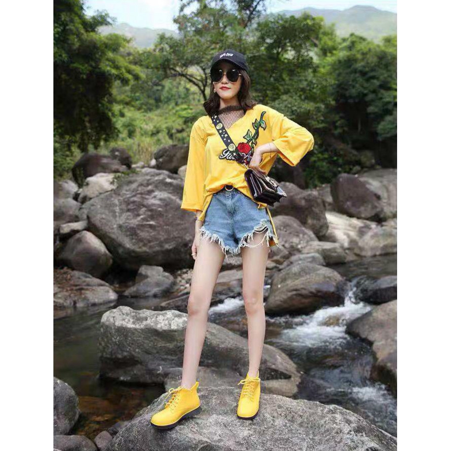 Giày Bốt Đi Mưa Cổ Thấp Đế Mềm Chống Trượt Không Thấm Nước Kiểu Hàn Quốc Thời Trang Thu Đông Cho Bé