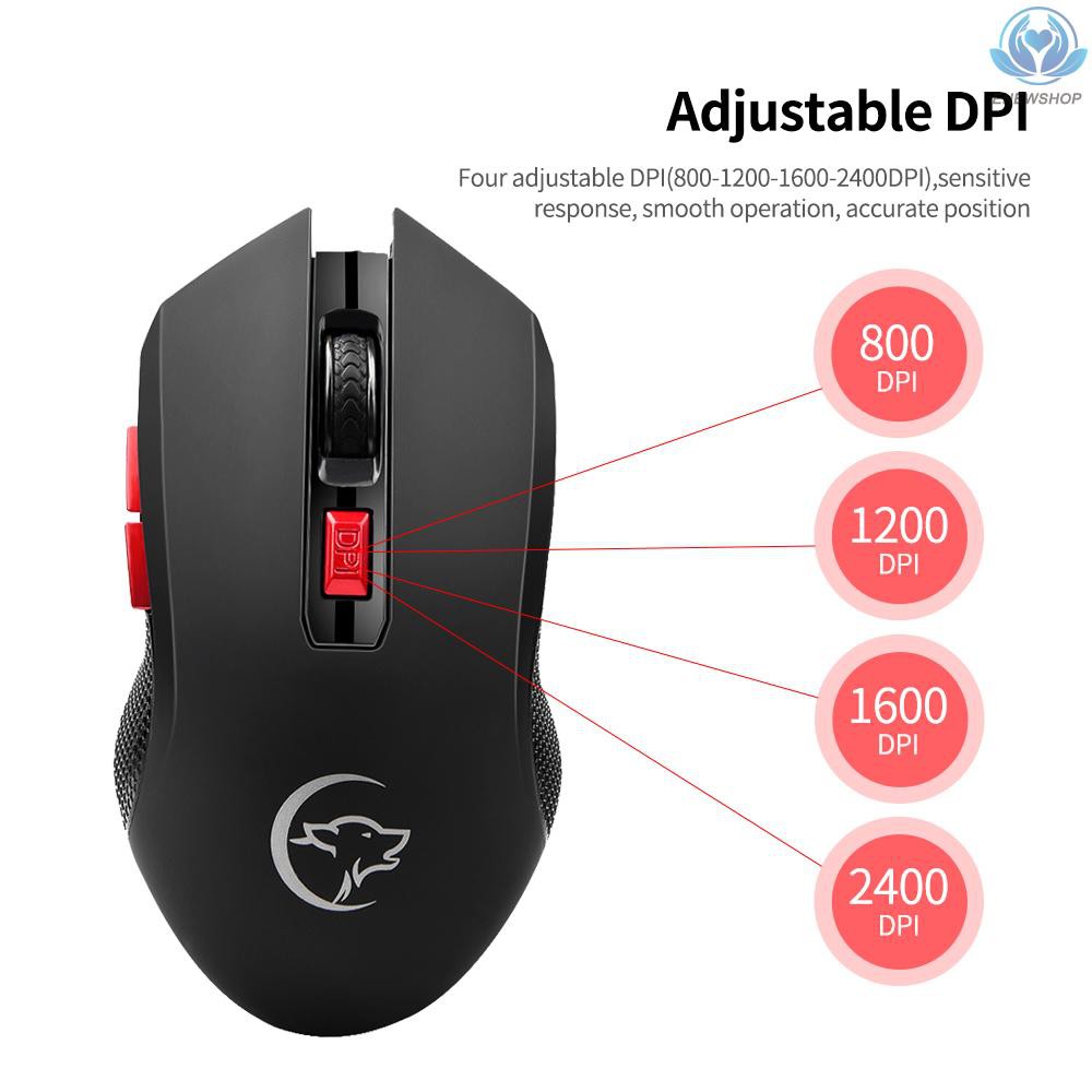 【enew】YWYT G817 Wireless Mouse 2.4G Wireless Gaming Mouse 2400DPI 6 Buttons Optical Ergonomic Mouse with USB Receiver for PC Laptop