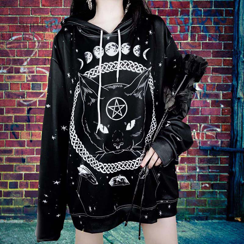 Áo khoác hoodie chui đầu phong cách gothic cá tính thời trang