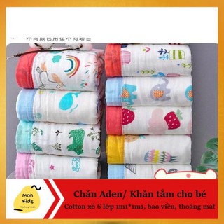 Chăn Aden, khăn tắm cotton xô 6 lớp bao viền cho bé 1m1*1m1 xuất Nhật siêu mềm, siêu thoáng mát - Mon Kids