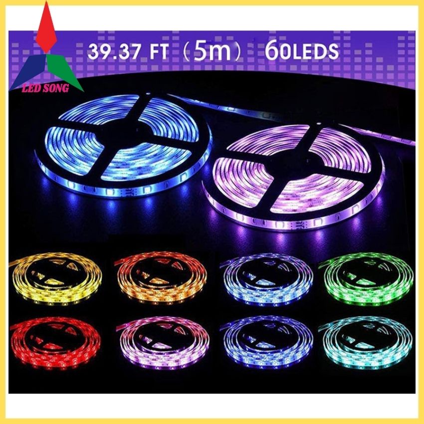 Led dây dán 5050 đổi 7 màu LED SONG rgb 12v cuộn 5m dùng dán tường làm đèn Tiktok