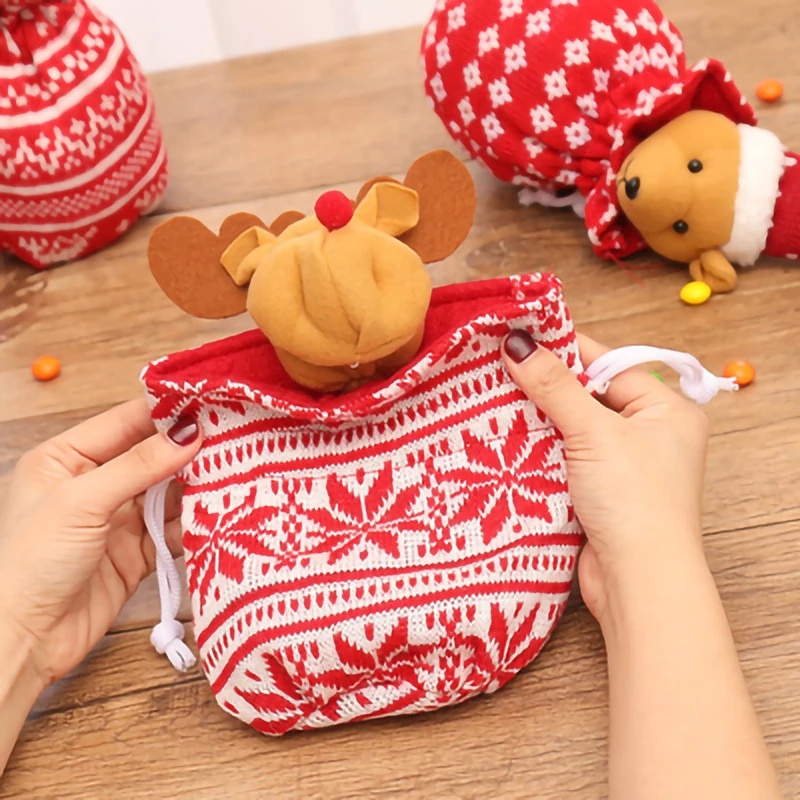Túi đựng kẹo hình búp bê ông già Noel/người tuyết/tuần lộc/ông già Noel