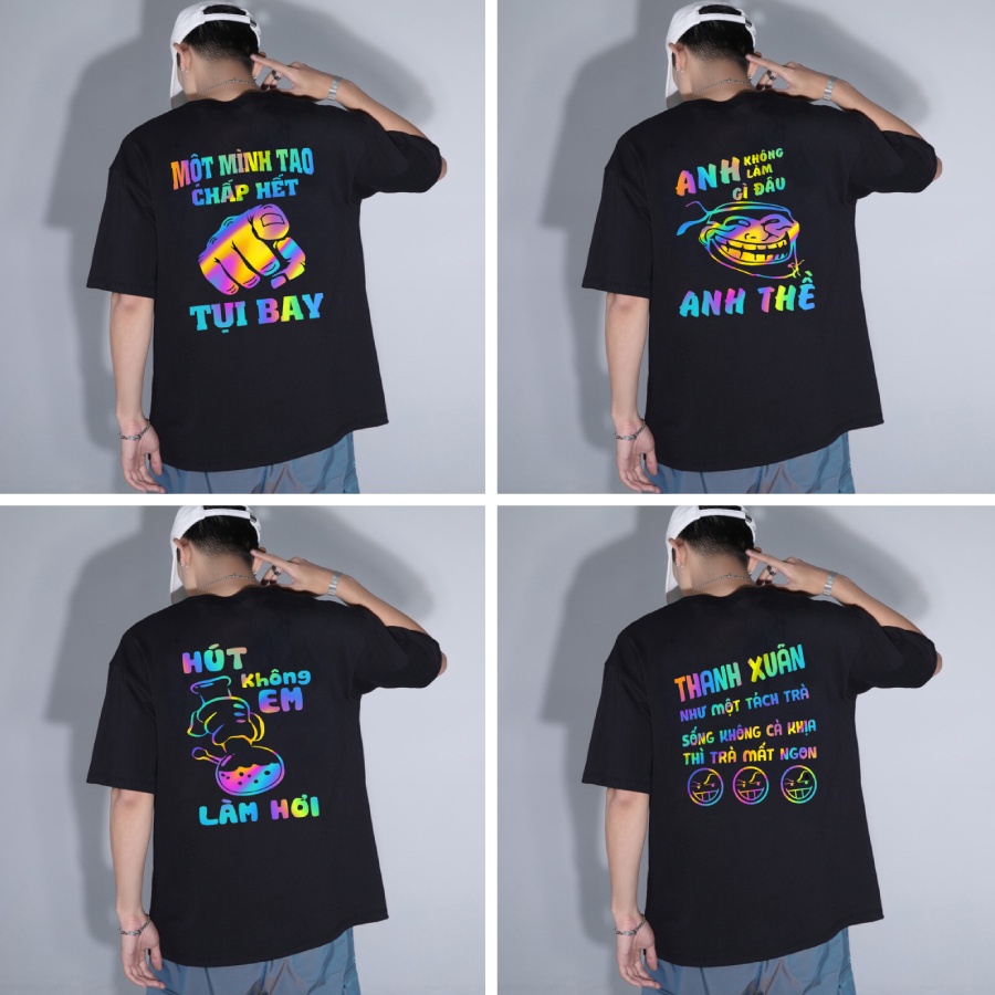 Áo Thun Nam Nữ Unisex Phản Quang 7 Màu (CHỤP FLASH) Cá Tính, Siêu CUTE ĐÁNG YÊU, HÌNH IN TO ĐẸP (NHIỀU MẪU) HOTTREND