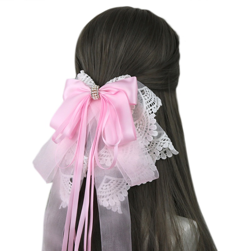 Kẹp Tóc Đuôi Ngựa Hóa Trang Lolita Phối Ren Và Nơ Xinh Xắn