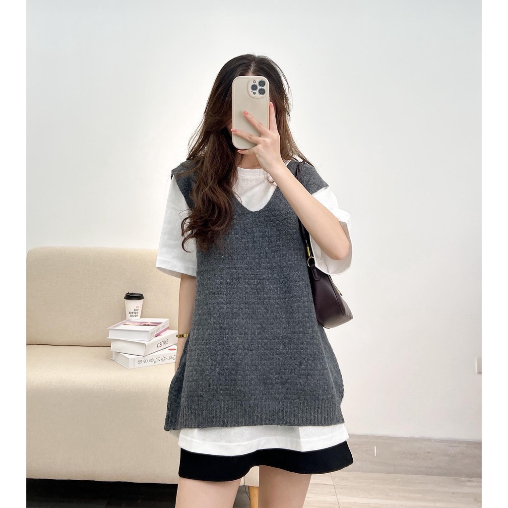 Áo len gile tổ ong hàng quảng châu cao cấp Miho house