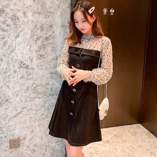 Váy suông chữ A khoá dọc cho con bú ảnh thật