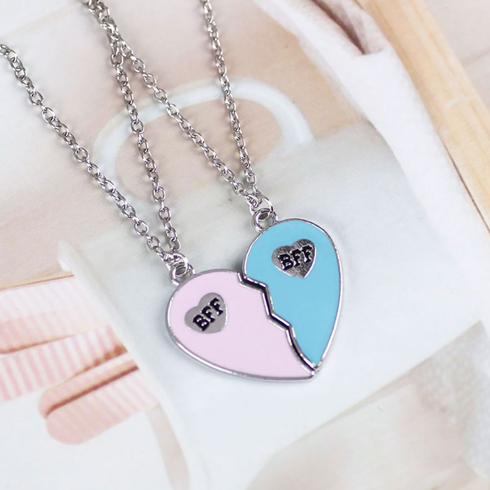 Cặp dây chuyền mặt trái tim đính kim sa lấp lánh dễ thương cho cặp đôi bạn thân