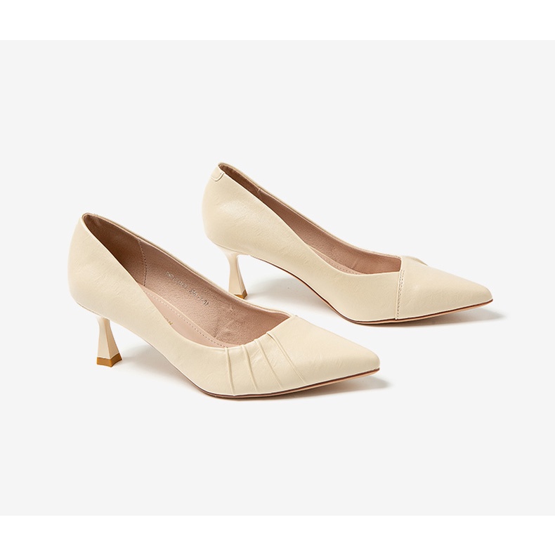 Giày cao gót mũi nhọn Dusto giày cao gót 7p nữ giá rẻ thời trang công sở đẹp cao cấp da mêm màu trắng cực đẹp CG021