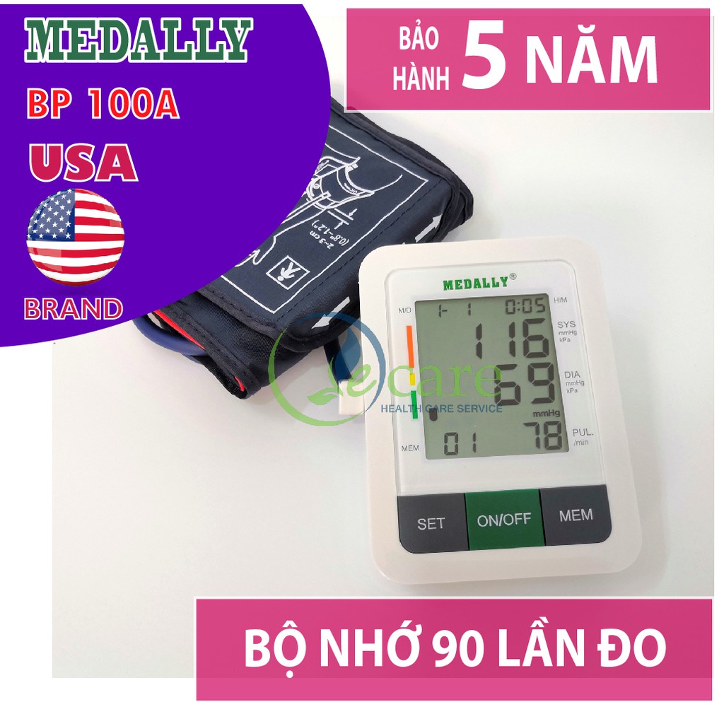 Máy đo huyết áp bắp tay Medally BP 100A - Bảo hành 5 năm