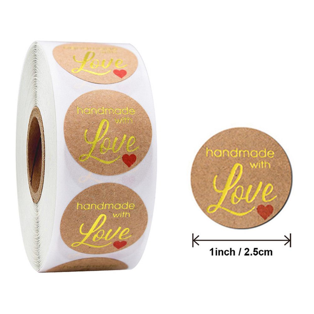 Set 500 Nhãn Dán Giấy Kraft Hình Tròn In Chữ Thank You Phong Cách Vintage Dùng Trang Trí Gói Quà/ Sổ Tay
