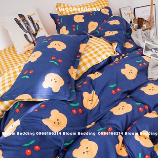 Set Chăn Ga Gối Cotton Poly 4 món - Gấu Cherry