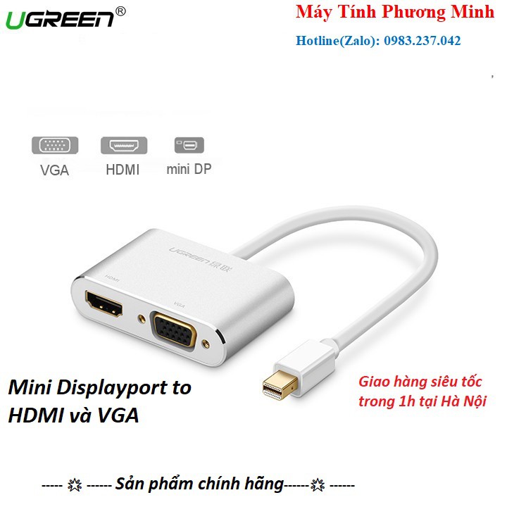 Cáp chuyển đổi Mini Displayport to HDMI và VGA Ugreen 20422 _Bảo hành chính hãng 18 tháng