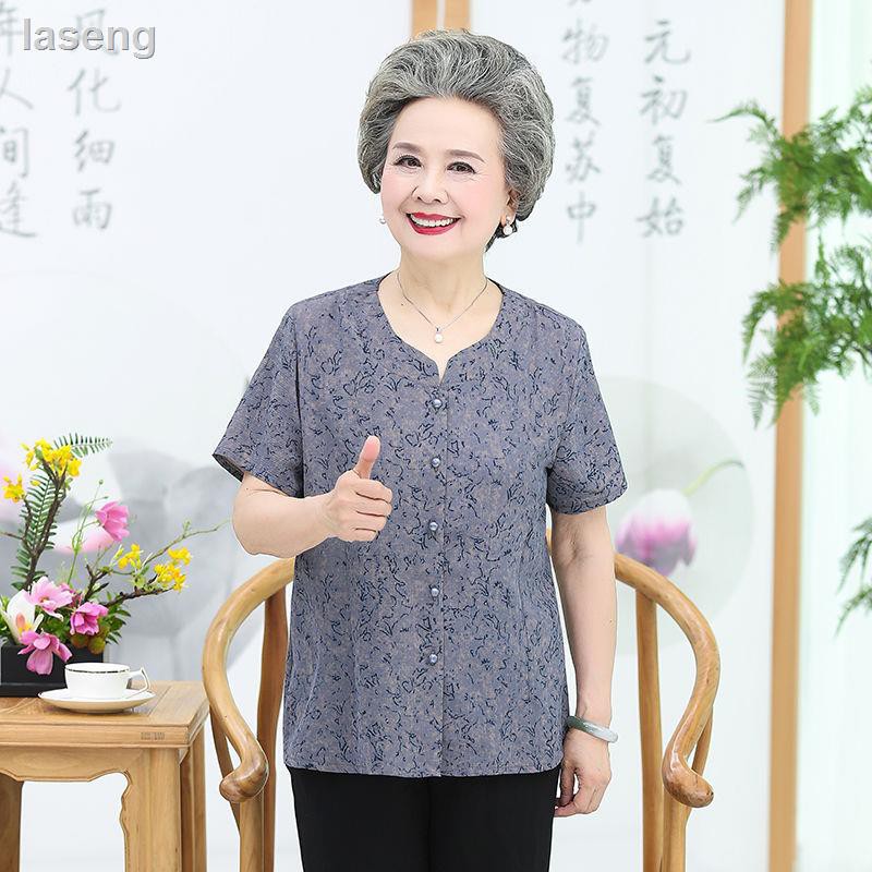 Set Áo Thun Tay Ngắn Và Quần Short Thời Trang Mùa Hè Dành Cho Người Lớn Tuổi 60-80 Tuổi