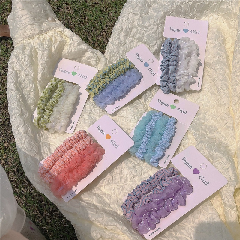 Bộ 4 dây buộc tóc co giãn thời trang Hàn Quốc phong cách ins cho nữ