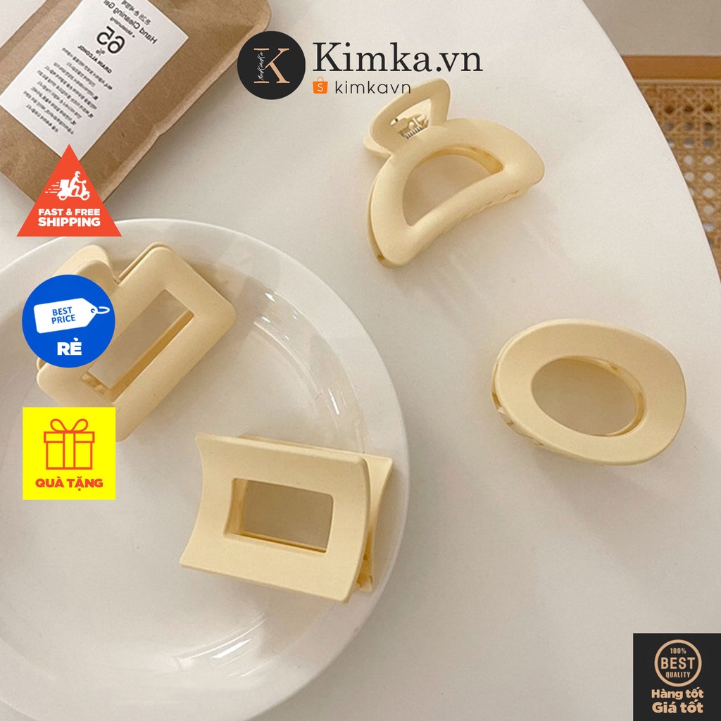 (0493) Cặp Tóc Hàn Quốc Nhựa Lì Nhỡ Màu Trắng Kem